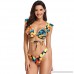 Fahsyee SwimsuitsforWomen Two Piece Bikini Falbala Ruffle Strappy Swimwear Sexy Bathing Suit Set Yellow Floral B07PFN5141